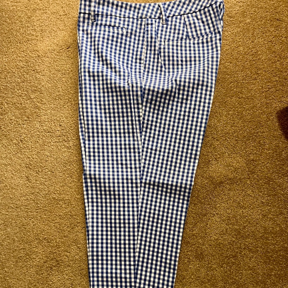 TALBOTS BLUE & WHITE CHECK ANKLE PANT